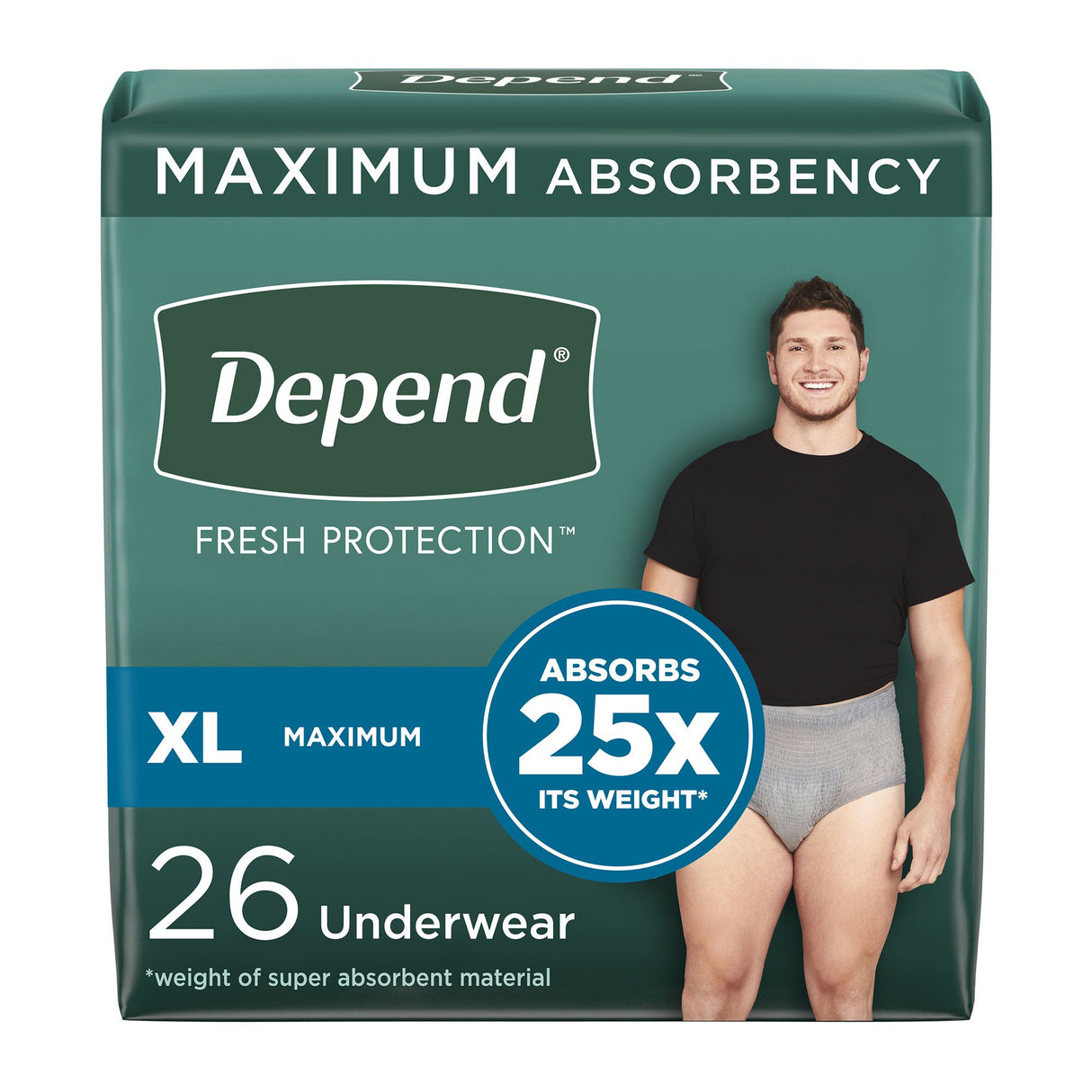Male Adult Absorbent Underwear Depend® Fresh Protection Waistband Style X-Large Disposable Heavy Absorbency - BeHope