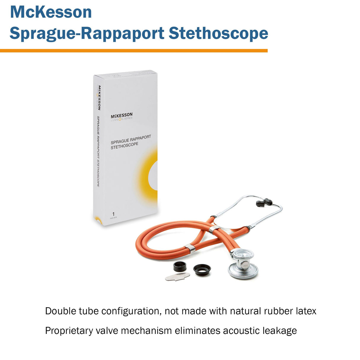 Sprague Stethoscope McKesson Orange 2-Tube 22 Inch Tube Double Sided Chestpiece - BeHope