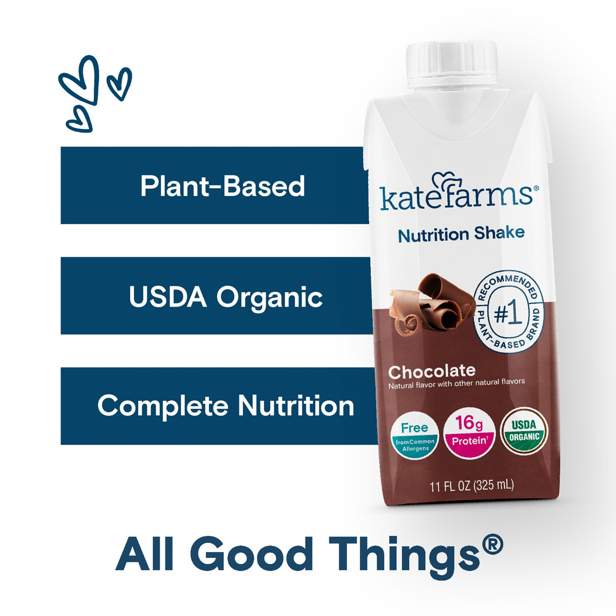 Oral Supplement Kate Farms Nutrition Shake Chocolate Flavor Liquid 11 oz. Carton - BeHope