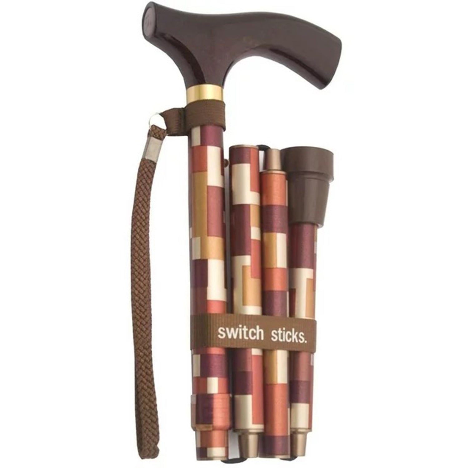 Folding Cane Switch Sticks® Aluminum 32 to 37 Inch Height Maple - BeHope