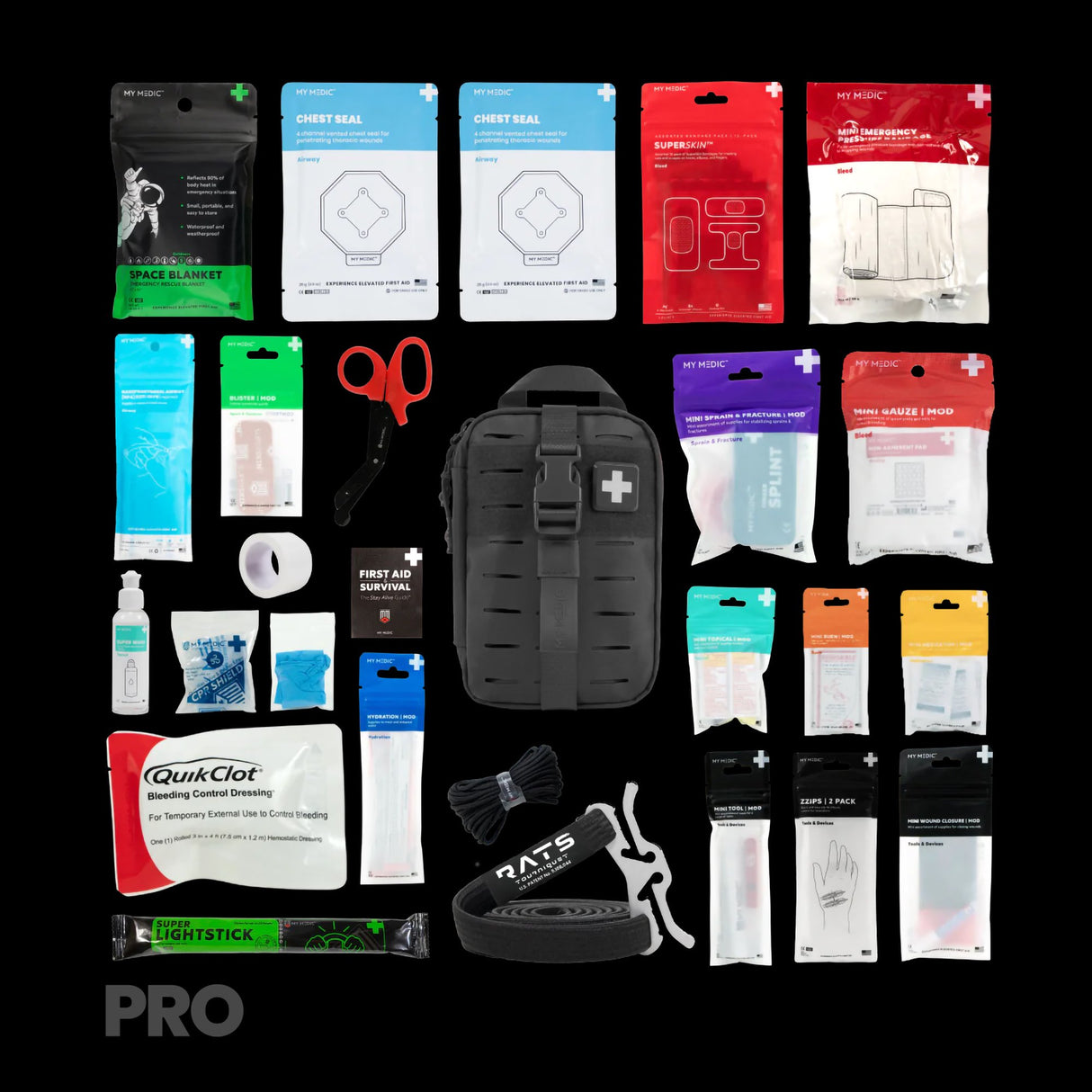 First Aid Kit My Medic™ MYFAK Mini Pro Black Soft Bag - BeHope