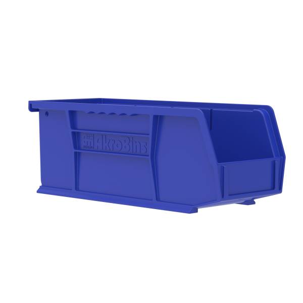 Storage Bin Akrobins® 260 L X 81 W X 95 H Mm, 276 L X 105 W X 102 H Mm, 30 Lbs, Blue, Polypropylene, Heavy Duty, Reinforced Side-rib Design - Behope