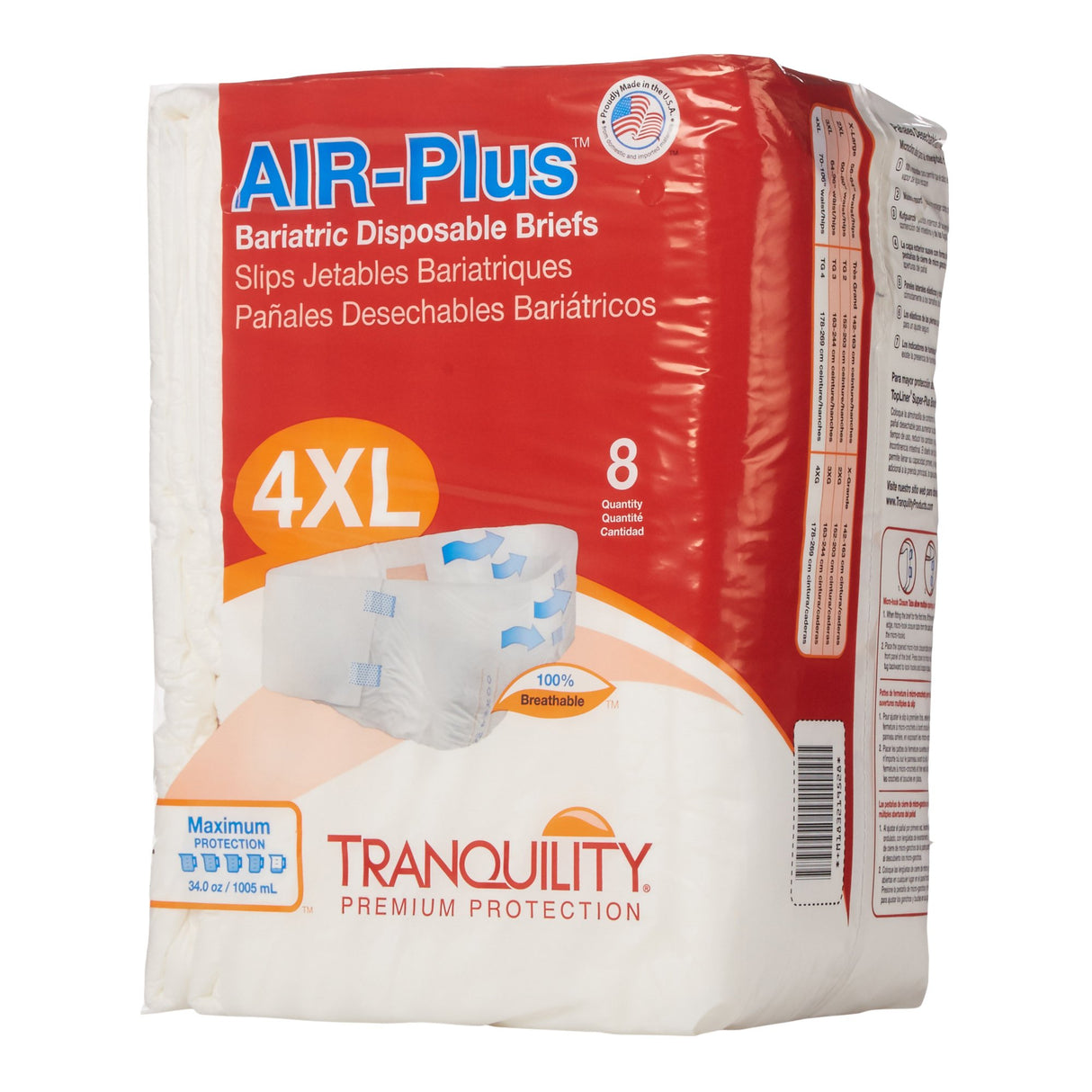 Unisex Adult Incontinence Brief Tranquility® AIR-Plus™ Bariatric 4 to 5X-Large Disposable Heavy Absorbency - BeHope
