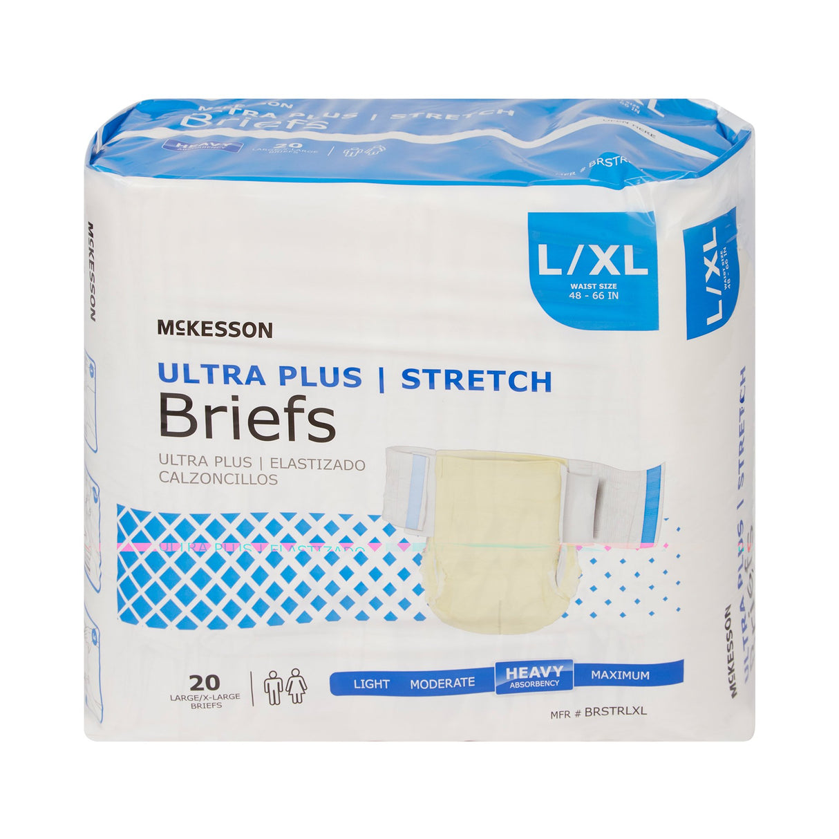 Unisex Adult Incontinence Brief McKesson Ultra Plus Stretch Large / X-Large Disposable Heavy Absorbency - BeHope