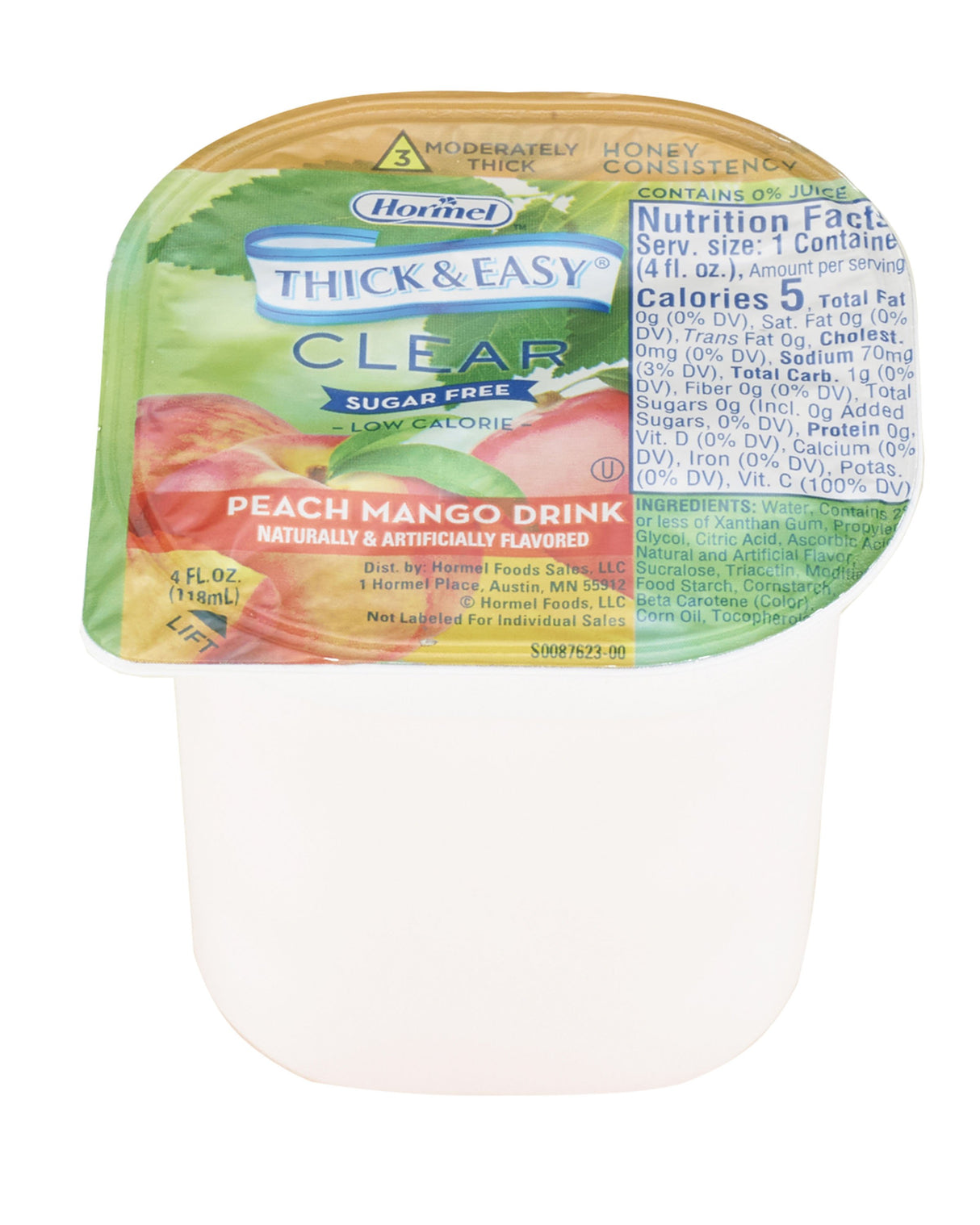 Thickened Beverage Thick & Easy® Clear 4 oz. Portion Cup Peach Mango Flavor Liquid IDDSI Level 3 Moderately Thick/Liquidized - BeHope