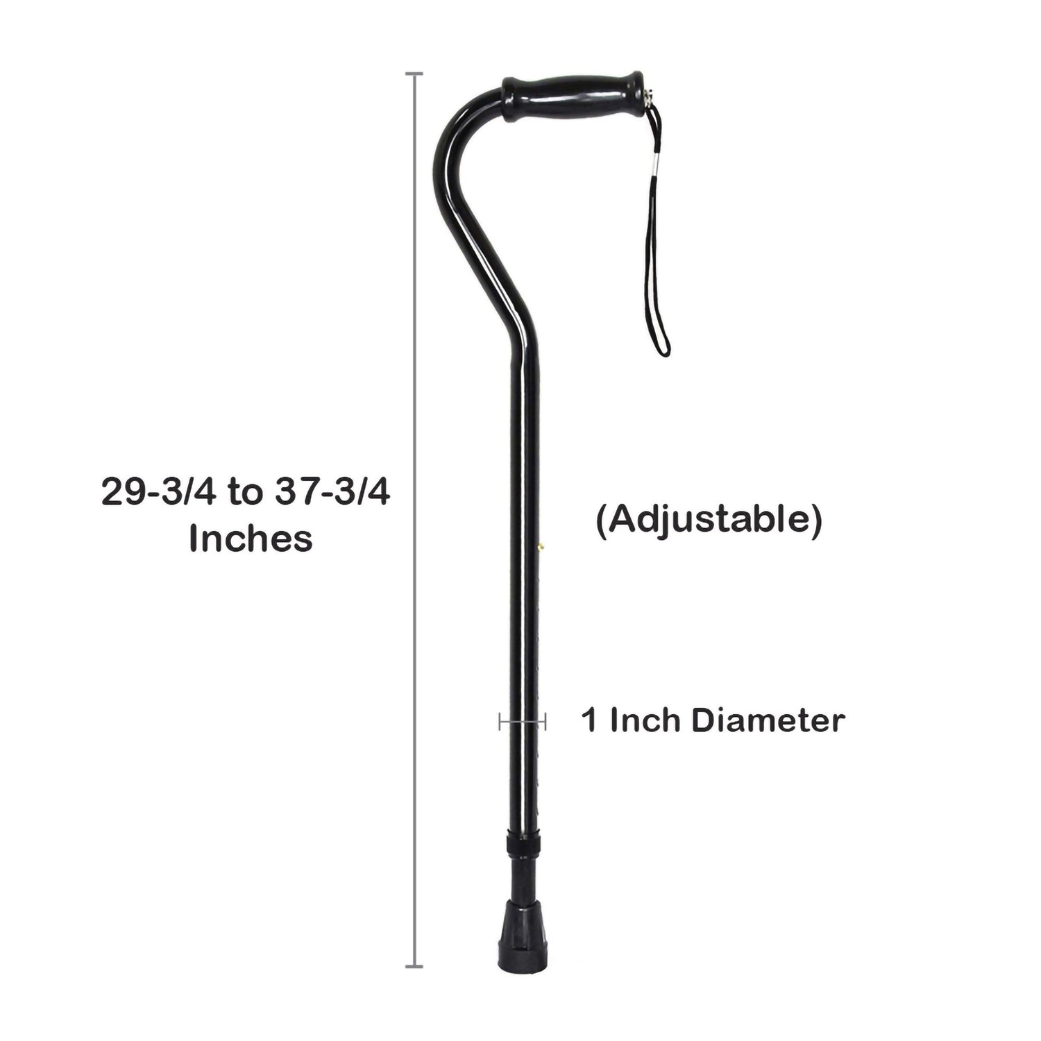Offset Cane McKesson Steel 29-3/4 to 37-3/4 Inch Height Black - BeHope