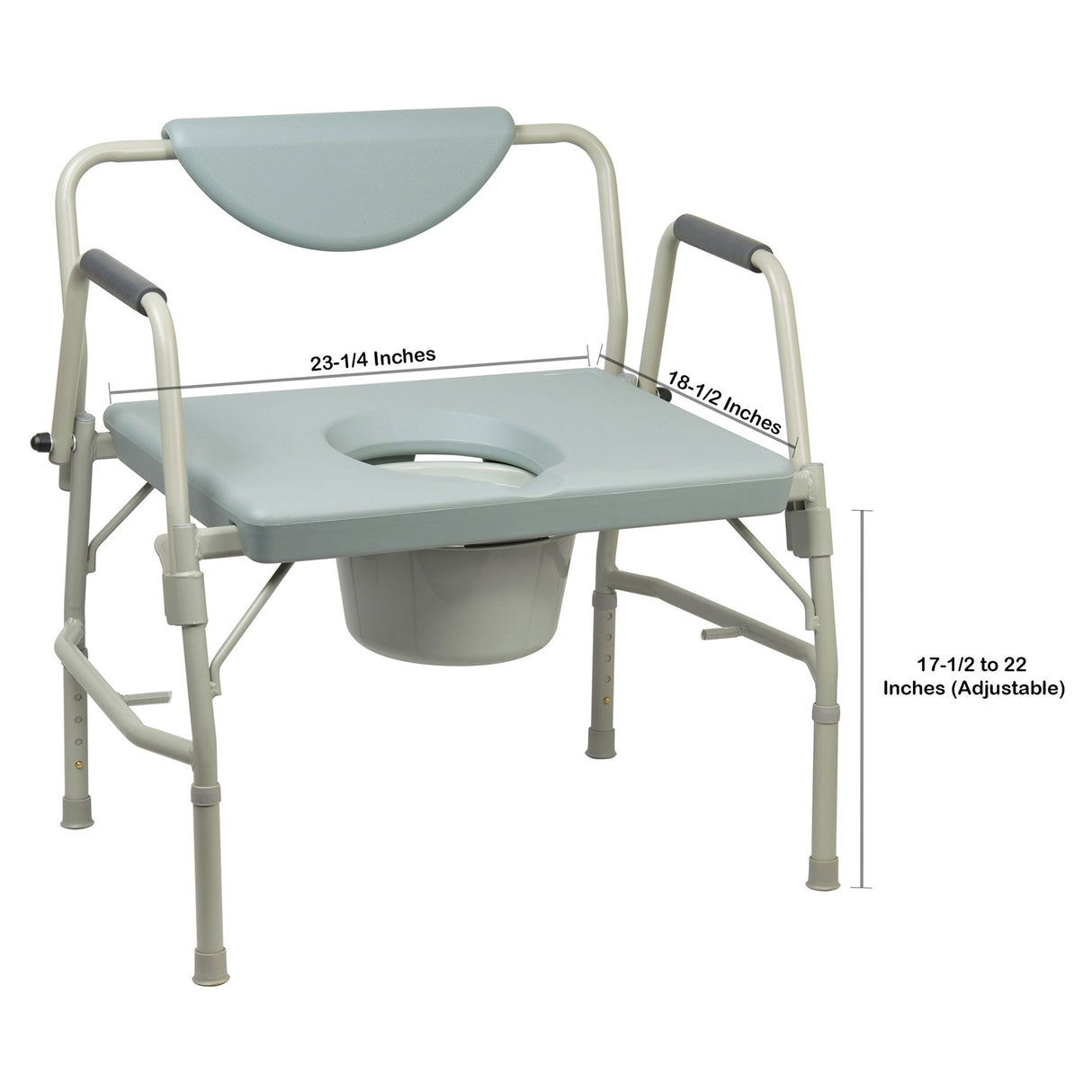 Commode Chair McKesson Drop Arms Steel Frame Padded Backrest 23-1/4 Inch Seat Width 1000 lbs. Weight Capacity - BeHope