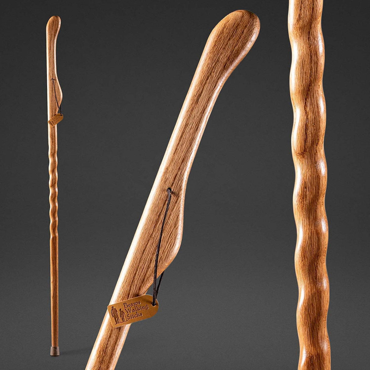 Walking Stick Brazos™ Twisted HitchHiker Wood 55 Inch Height Oak - BeHope