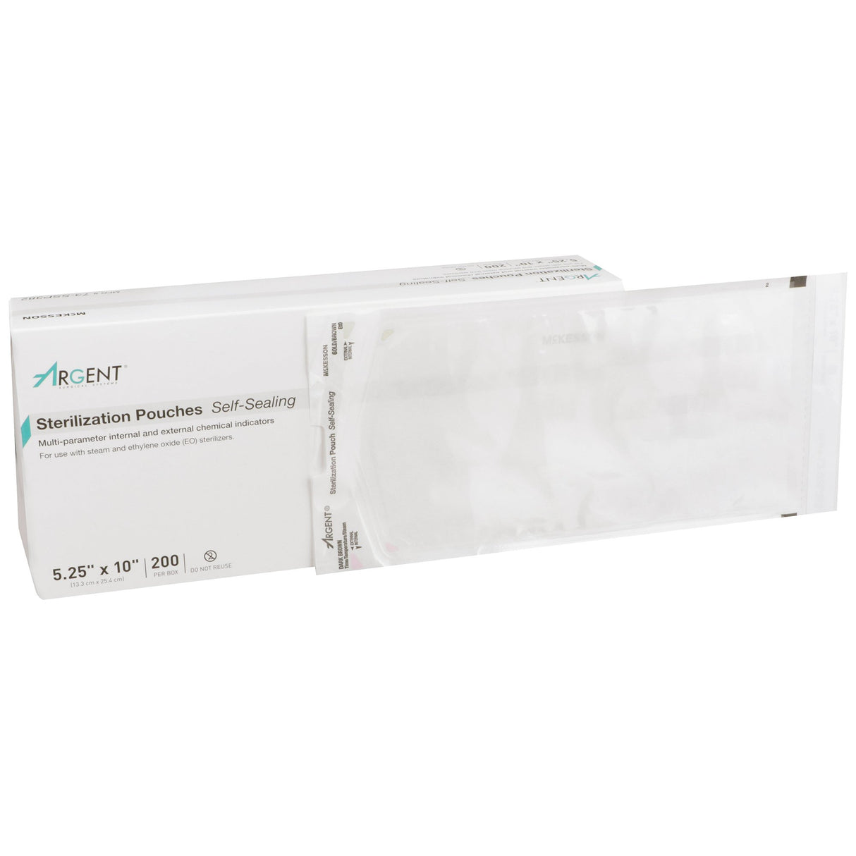 Sterilization Pouch McKesson Argent™ Sure-Check® Ethylene Oxide (EO) Gas / Steam 5-1/4 X 10 Inch Transparent / Blue Self Seal Paper / Film - BeHope