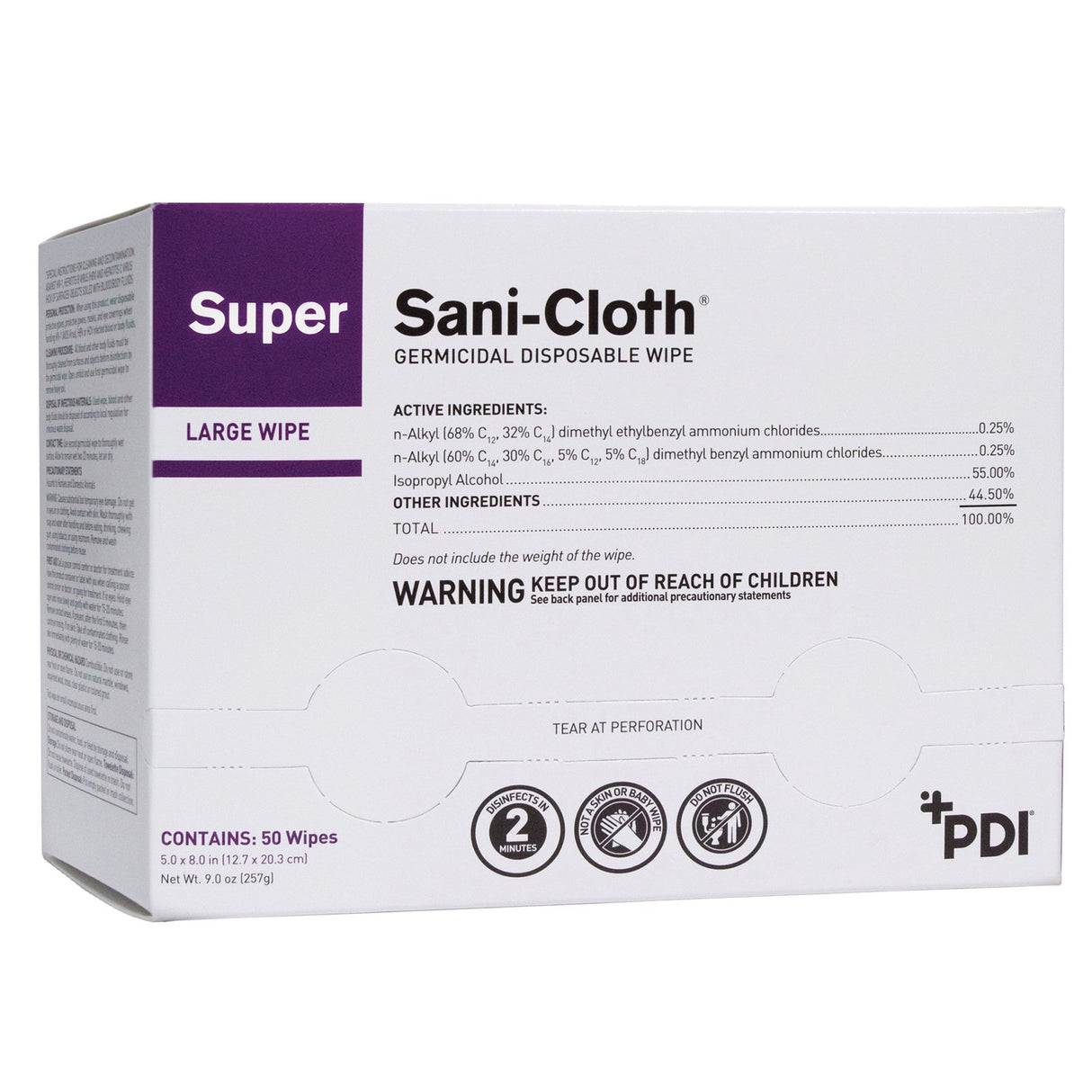 Surface Disinfectant Cleaner Super Sani-Cloth® Premoistened Germicidal Manual Pull Wipe 50 Count Individual Packet Alcohol Scent NonSterile - BeHope