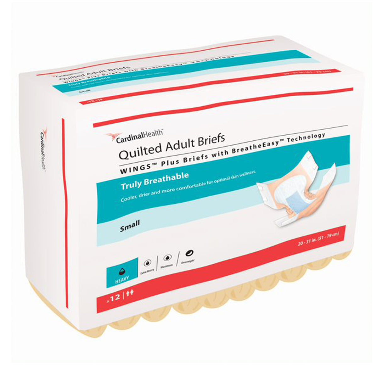Unisex Adult Incontinence Brief Wings™ Quilted Plus with BreatheEasy™ Technology Small Disposable Heavy Absorbency - BeHope
