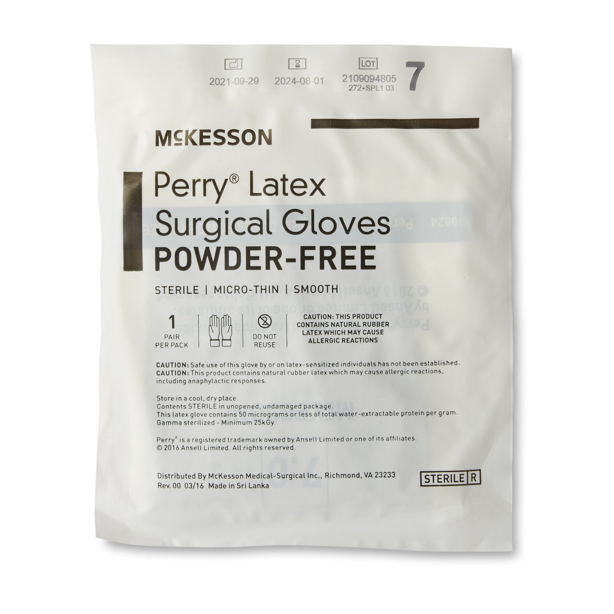 Surgical Glove McKesson Perry® Size 7 Sterile Latex Standard Cuff Length Smooth Brown Not Chemo Approved - BeHope