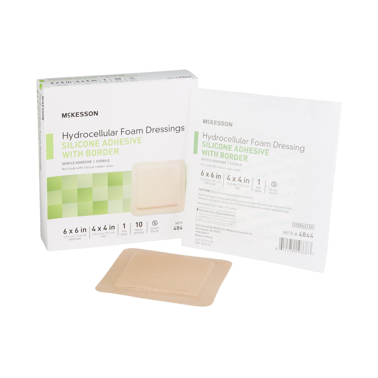 Foam Dressing McKesson 6 X 6 Inch With Border Film Backing Silicone Gel Adhesive Square Sterile - BeHope