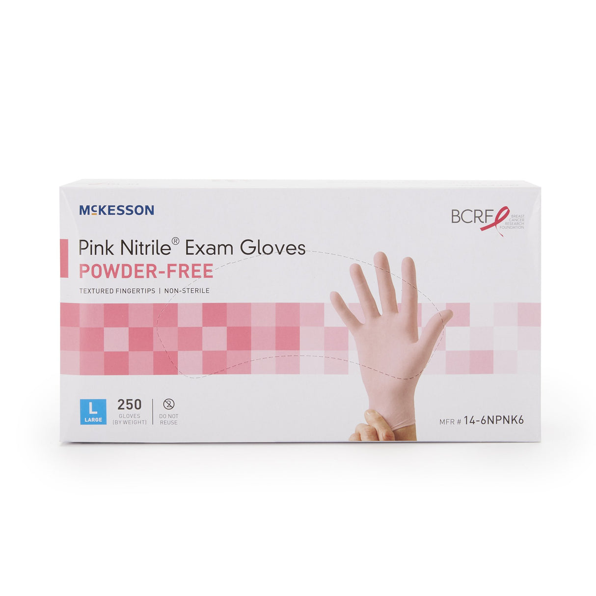 Exam Glove McKesson Pink Nitrile® Large NonSterile Nitrile Standard Cuff Length Textured Fingertips Pink Not Rated - BeHope