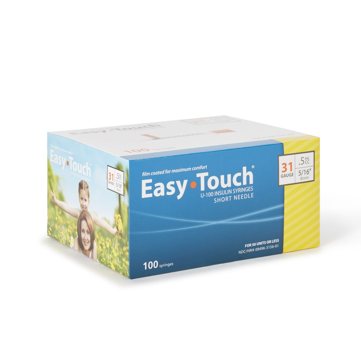 Standard Insulin Syringe with Needle EasyTouch™ 0.5 mL 5/16 Inch 31 Gauge NonSafety Thin Wall - BeHope