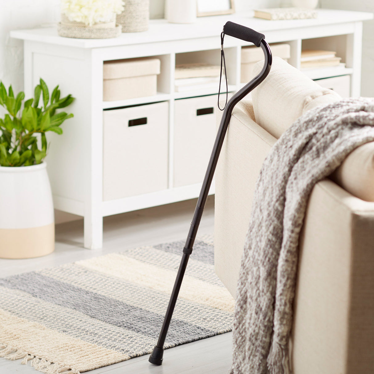 Offset Cane McKesson Aluminum 30 to 39 Inch Height Black - BeHope