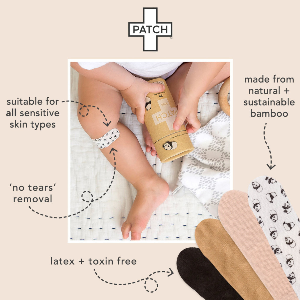 Adhesive Strip Patch™ Bamboo / Aloe Vera Tan 3/4 X 3 Inch Sterile - BeHope