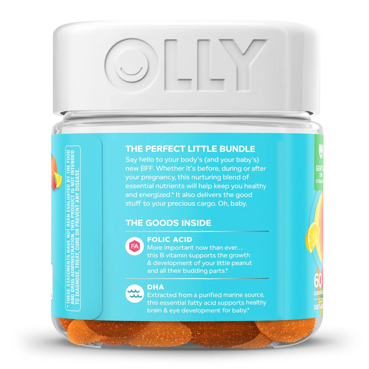Prenatal Vitamin Supplement OLLY® Essential Prenatal Multi MultiVitamins With Folic Acid / DHA 400 mcg - 50 mg Strength Gummy 60 per Bottle Sweet Citrus Flavor - BeHope