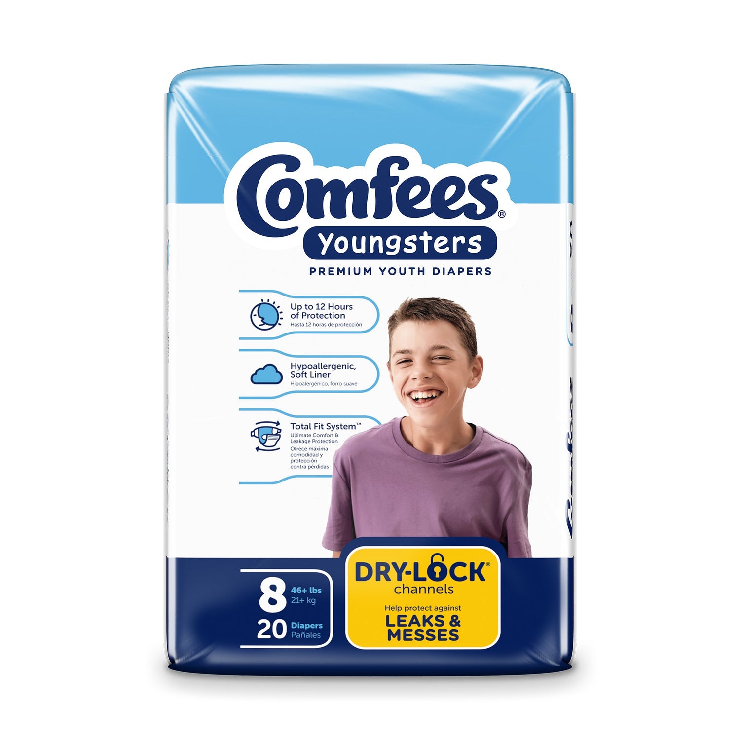Unisex Youth Incontinence Brief Comfees® Youngsters Size 8 Disposable Heavy Absorbency - BeHope