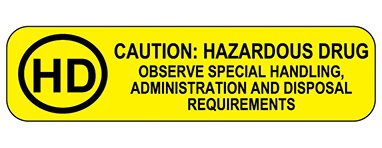 Pre-Printed Label Indeed Caution Label Yellow Paper Caution Hazardous Drug Black Biohazard 9/10 X 2-3/16 Inch - BeHope