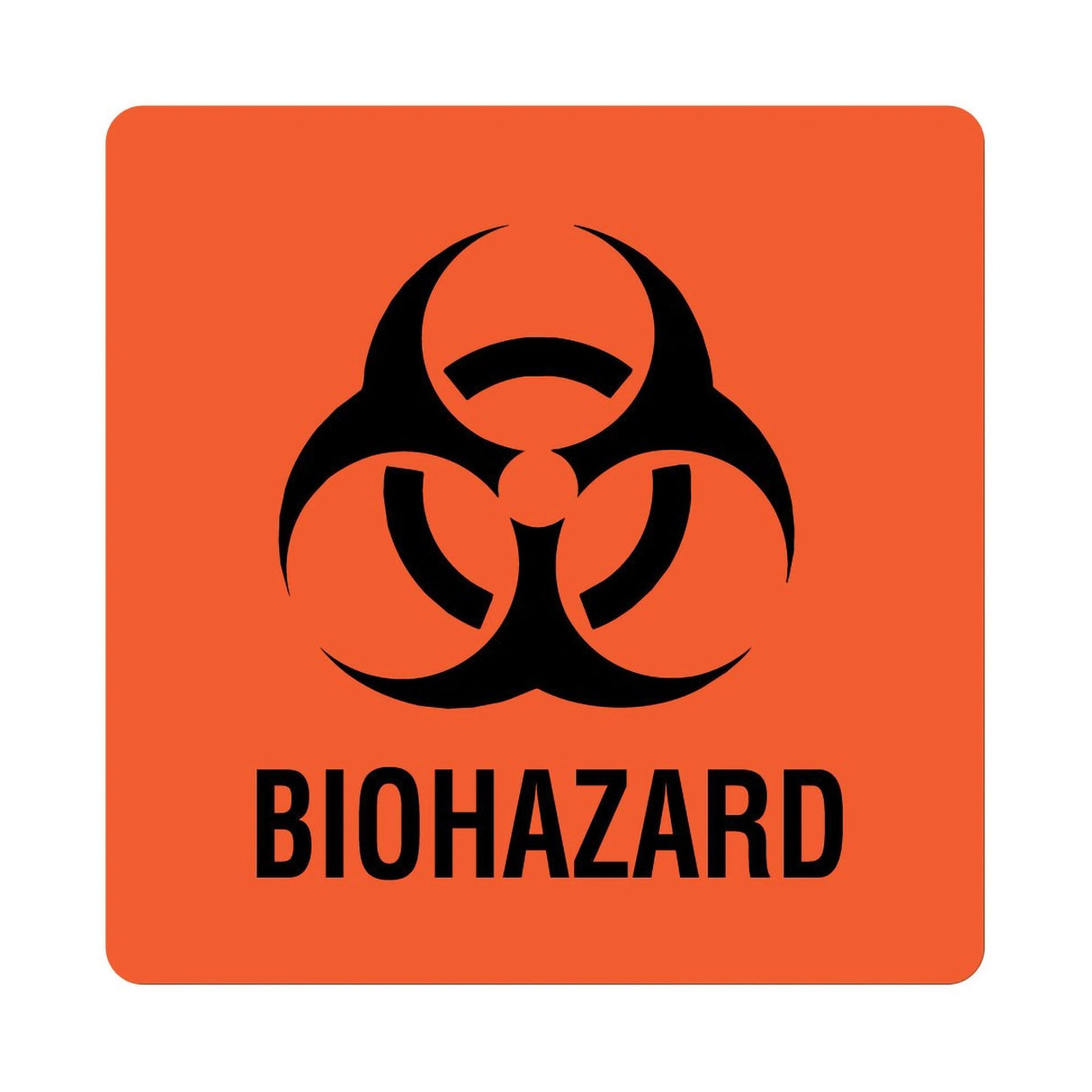 Pre-Printed Label UAL™ Caution Label Fluorescent Red Paper Biohazard / Symbol Black Biohazard 6 X 6 Inch - BeHope