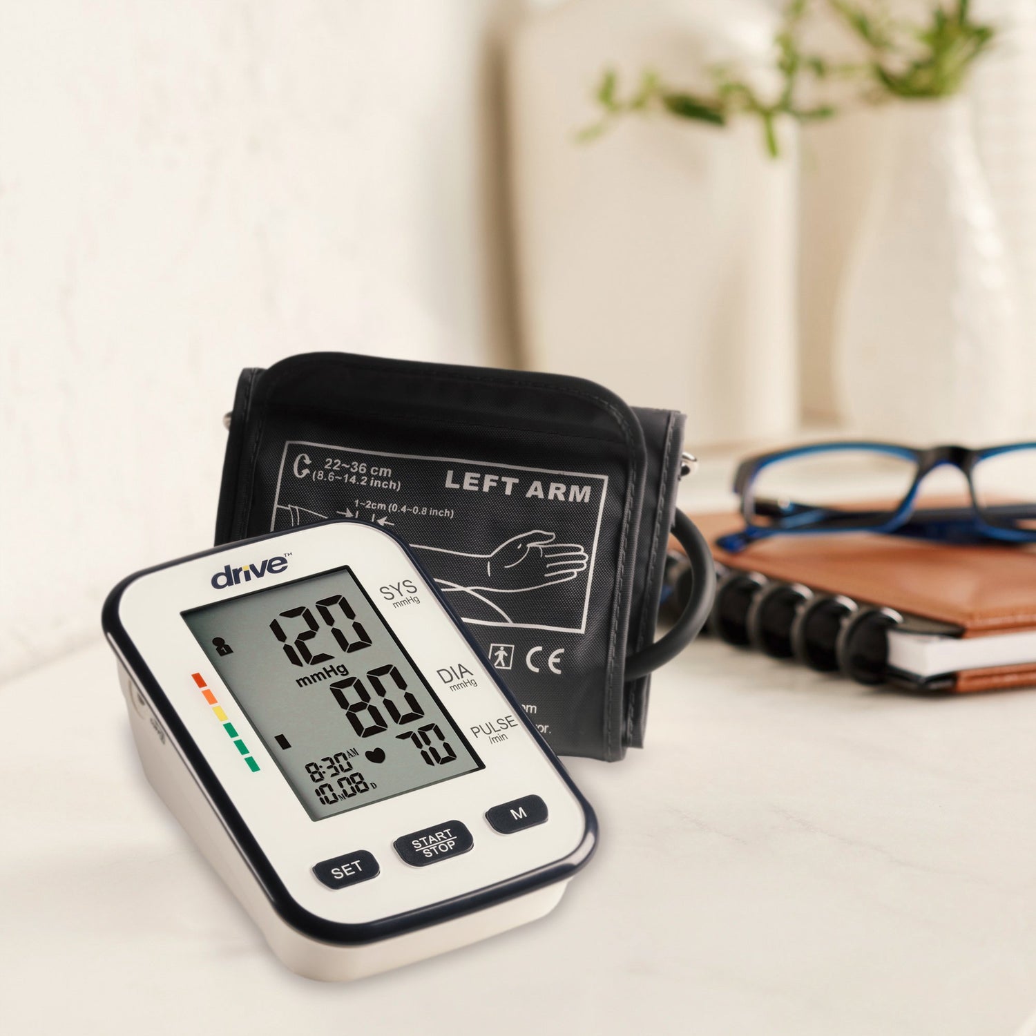 Home Automatic Digital Blood Pressure Monitor Drive™ Medium Cuff Nylon Cuff 22 - 36 cm Desk Model - BeHope