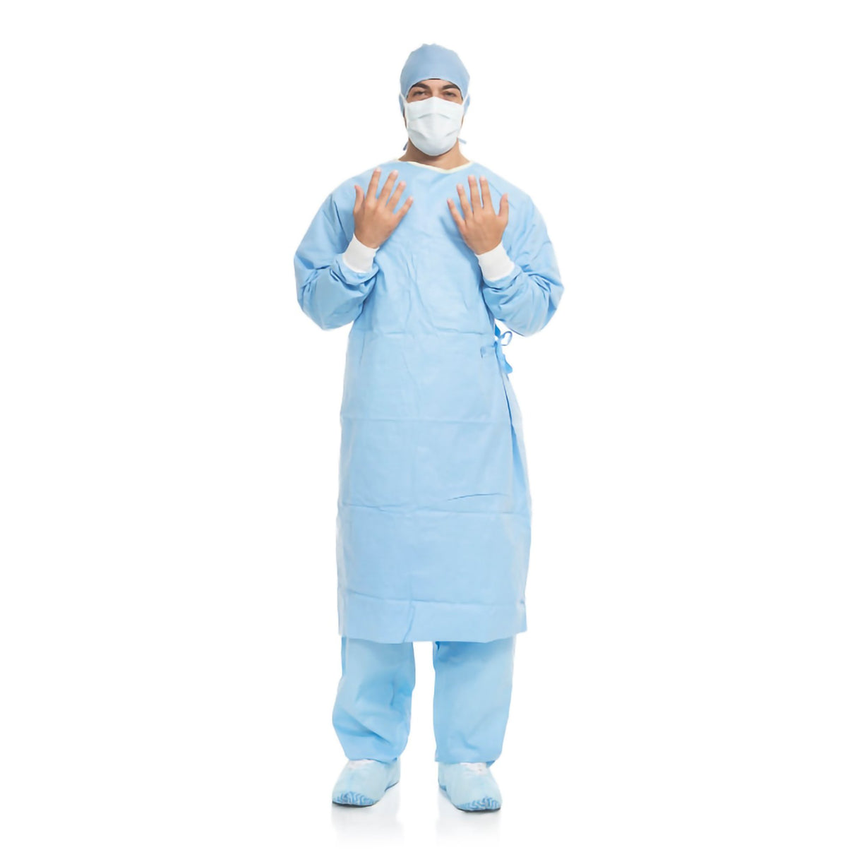 Surgical Gown with Towel Aero Blue X-Large / X-Long Blue Sterile AAMI Level 3 Disposable - BeHope