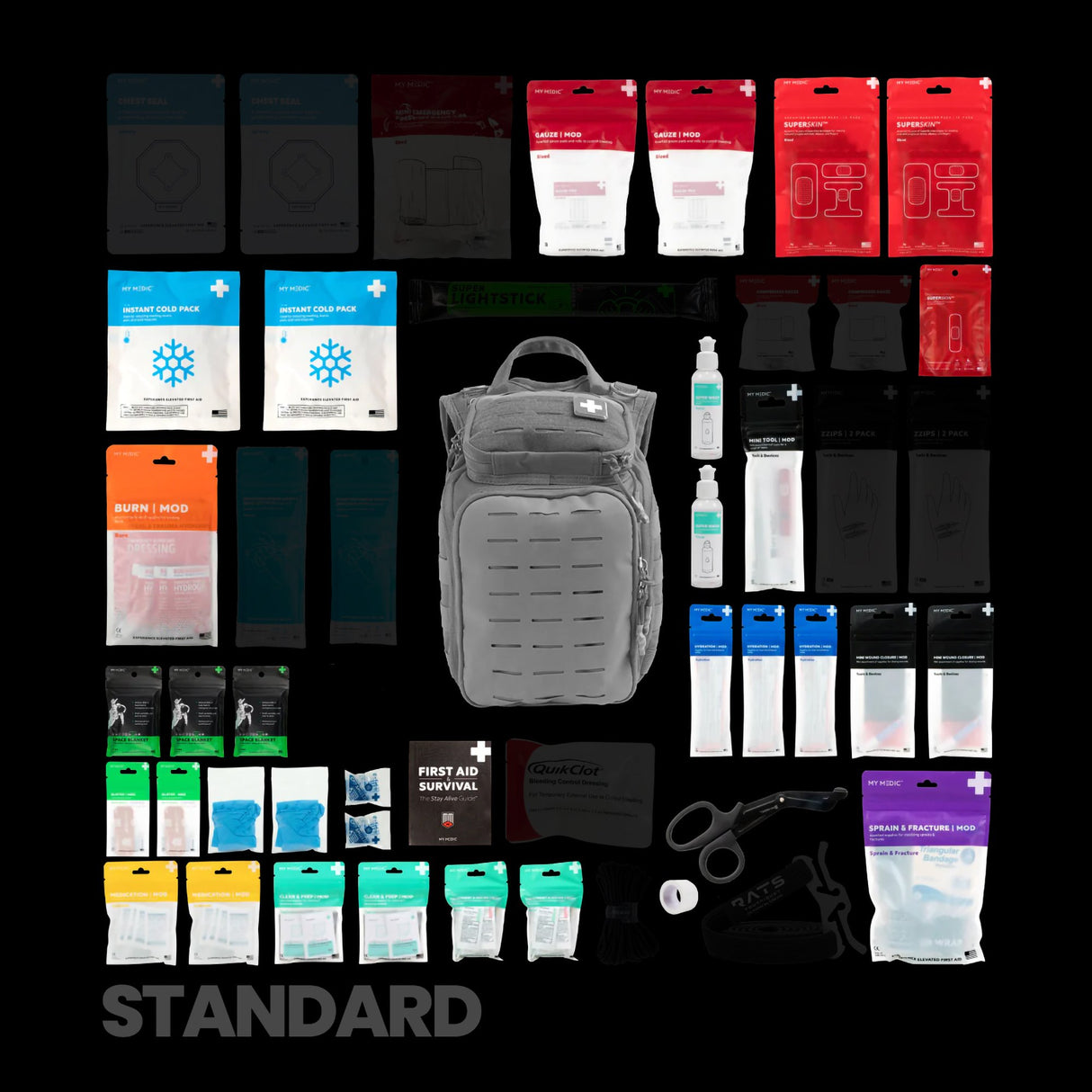 First Aid Kit My Medic™ The MEDIC Standard 10 Person Gray Standard Backpack - BeHope