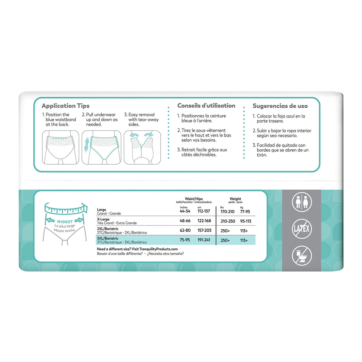 Unisex Adult Absorbent Underwear Tranquility® Essential Pull On with Tear Away Seams 3X-Large Disposable Heavy Absorbency - BeHope