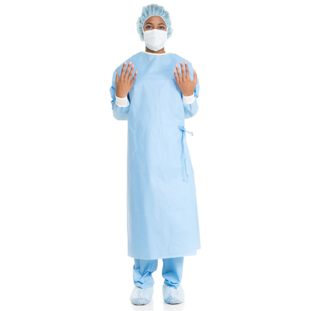 Non-Reinforced Surgical Gown with Towel ULTRA Small Blue Sterile AAMI Level 3 Disposable - BeHope