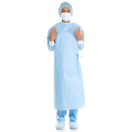 Non-Reinforced Surgical Gown with Towel ULTRA Small Blue Sterile AAMI Level 3 Disposable - BeHope