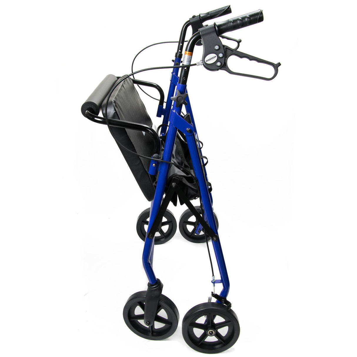 Bariatric 4 Wheel Rollator McKesson Blue Adjustable Height / Heavy Duty / Folding Steel Frame - BeHope