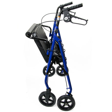 Bariatric 4 Wheel Rollator McKesson Blue Adjustable Height / Heavy Duty / Folding Steel Frame - BeHope