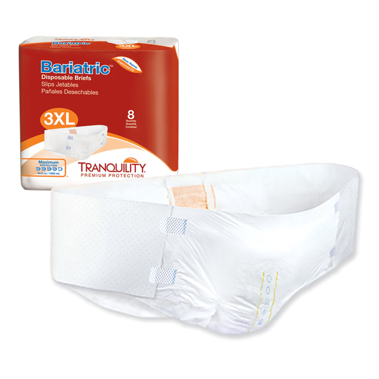 Unisex Adult Incontinence Brief Tranquility® Bariatric 3X-Large Disposable Heavy Absorbency - BeHope