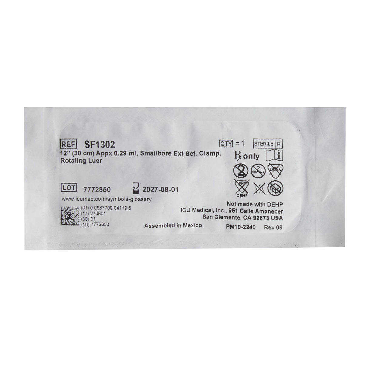 IV Extension Set ICU Small Bore 12 Inch Tubing - BeHope