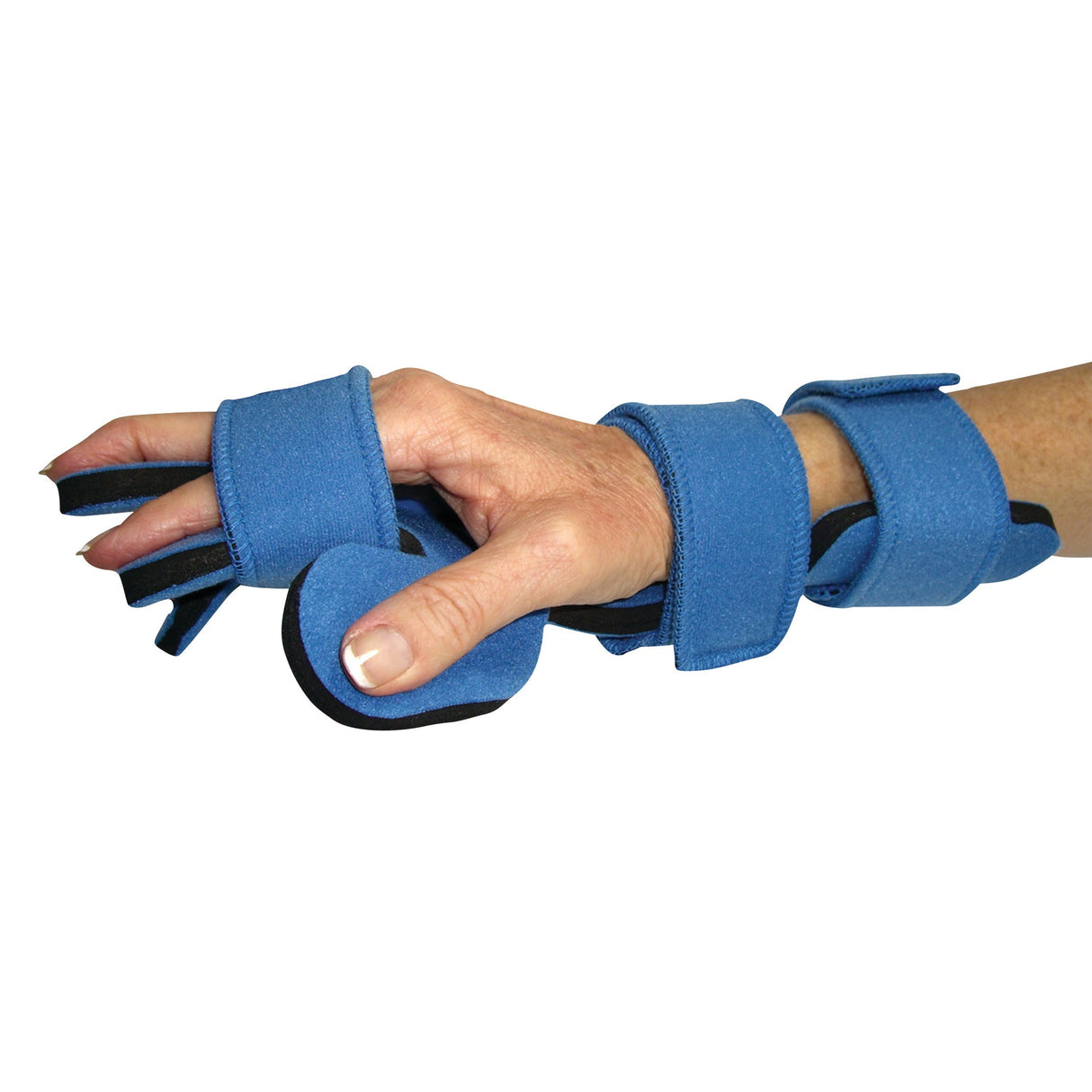 Resting Hand Orthosis With Finger Separators Comfyprene™ Metal / Neoprene Right Hand Light Blue One Size Fits Most - Behope