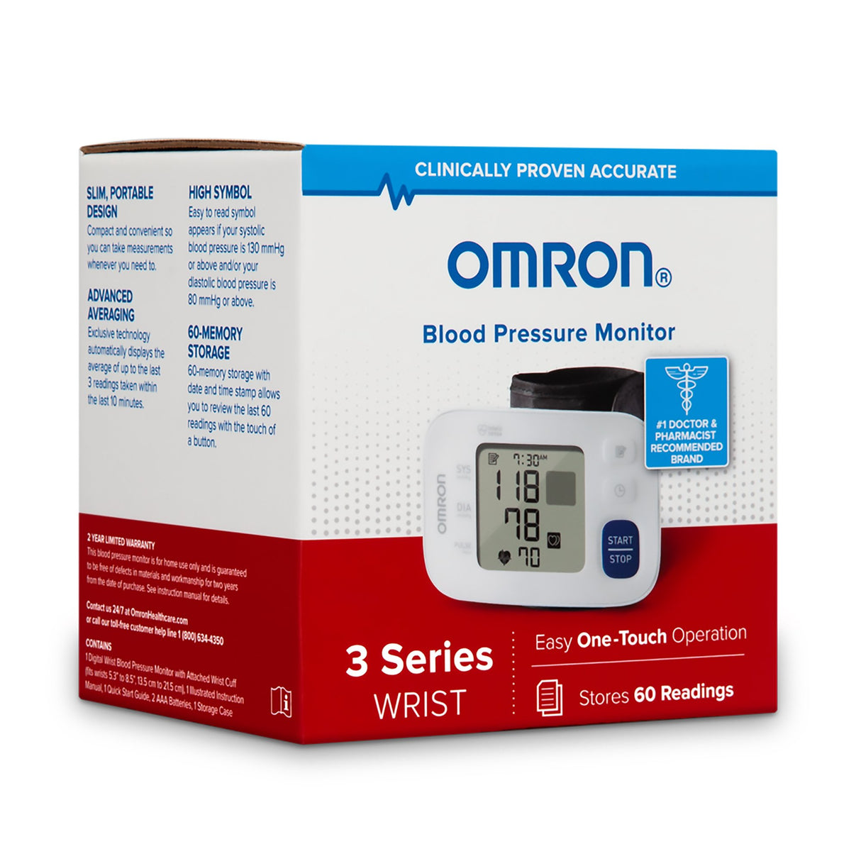Home Automatic Digital Blood Pressure Monitor Omron®3 Series™ Large Cuff Nylon Cuff Wrist 5.3 to 8.5 Inch Mobile - BeHope