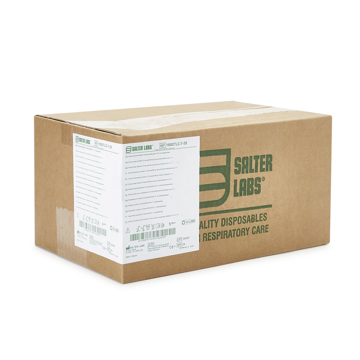 Nasal Cannula with Ear Cushion Salter-Style® TLCannula™ Adult Curved Prong / NonFlared Tip 7 Foot Tubing - BeHope