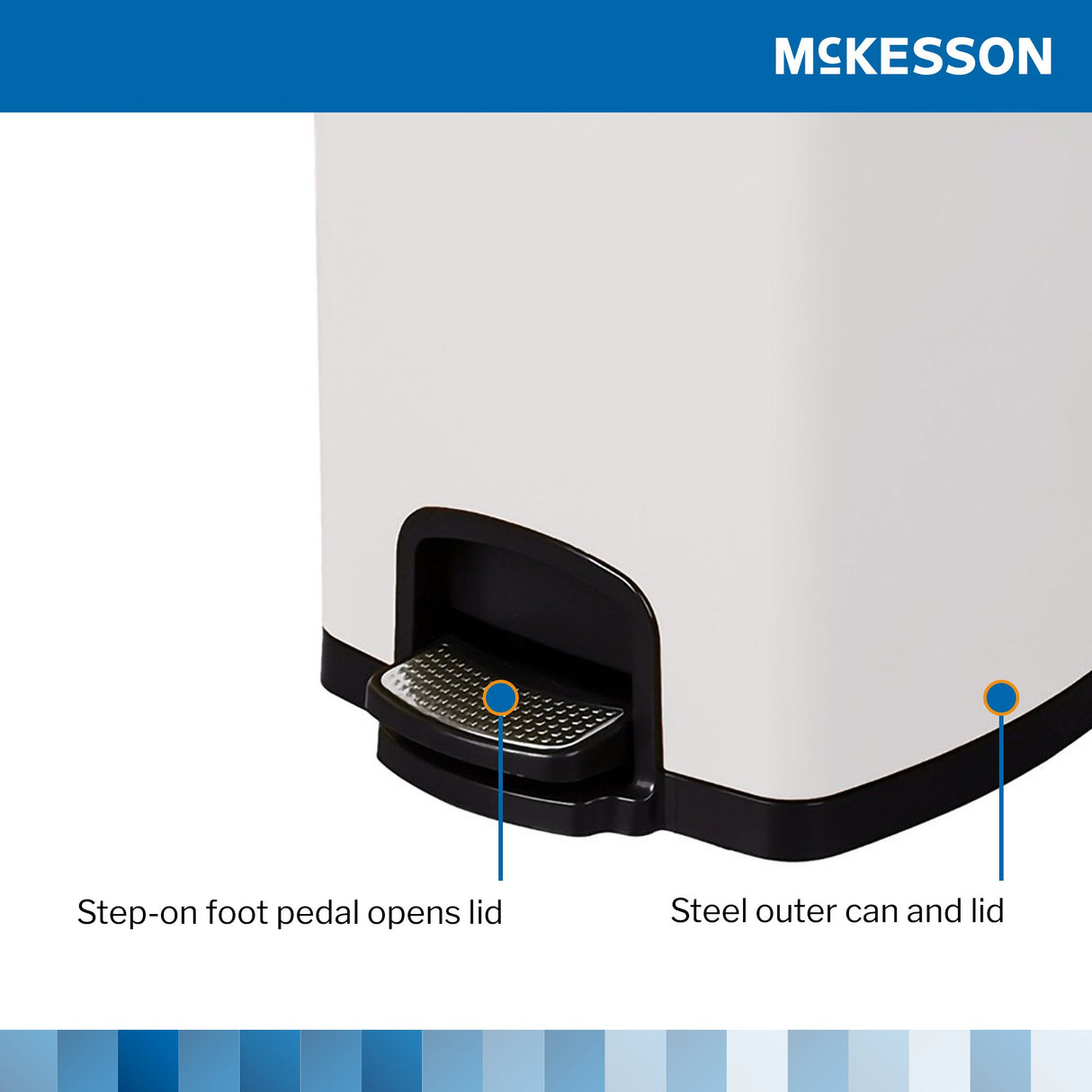 Trash Can McKesson 20 Quart / 5 gal. White Metal Square - BeHope