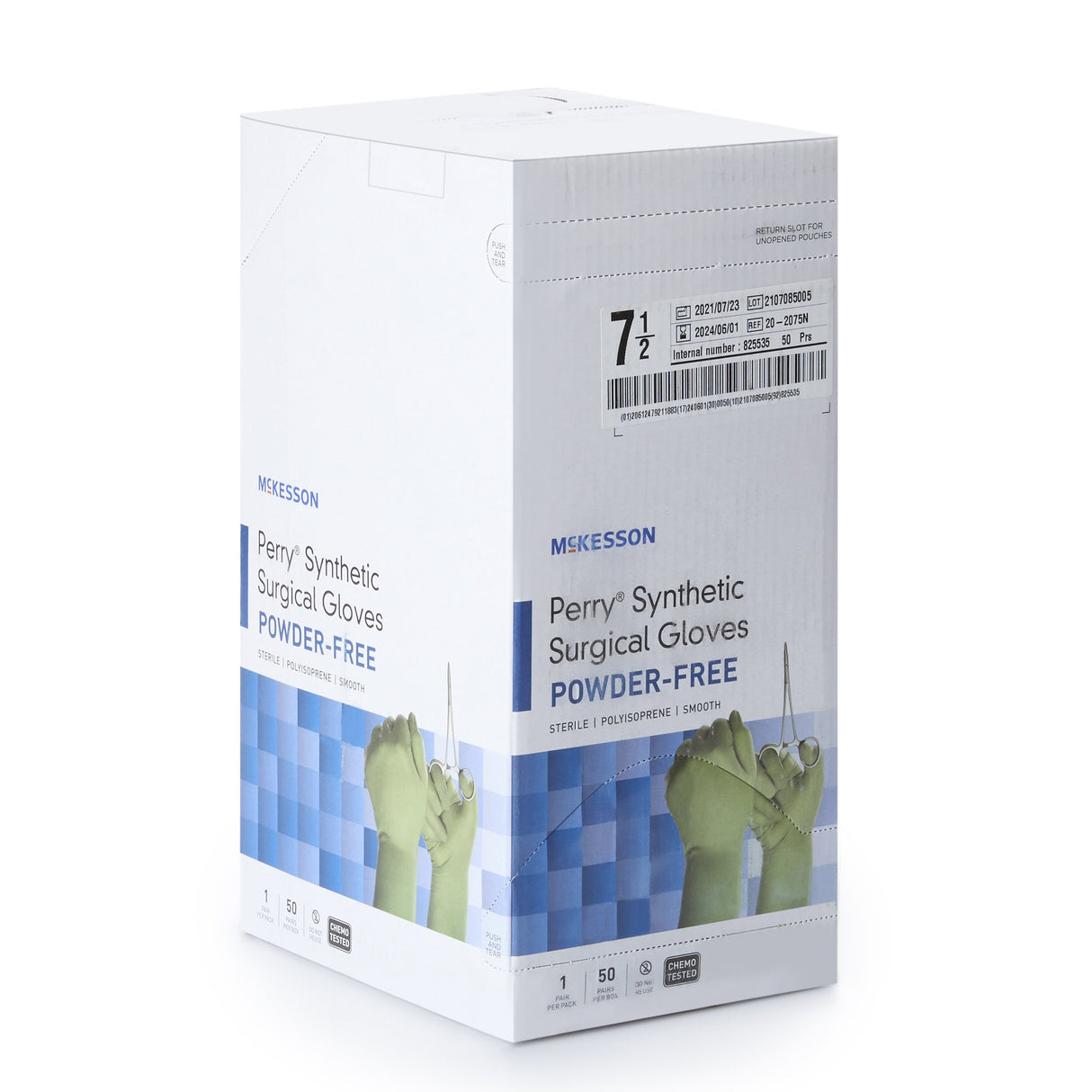 Surgical Glove McKesson Perry® Performance Plus Size 7.5 Sterile Polyisoprene Standard Cuff Length Smooth Green Chemo Tested - BeHope