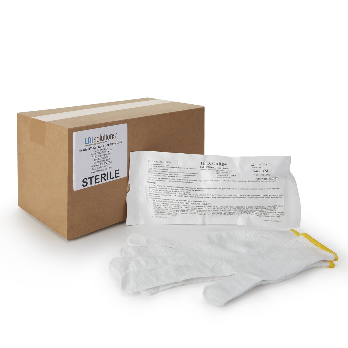 Cut Resistant Glove Liner Flex-Gard™ Full-Finger HDPE / Spandex / Polyester White 2X-Large - BeHope