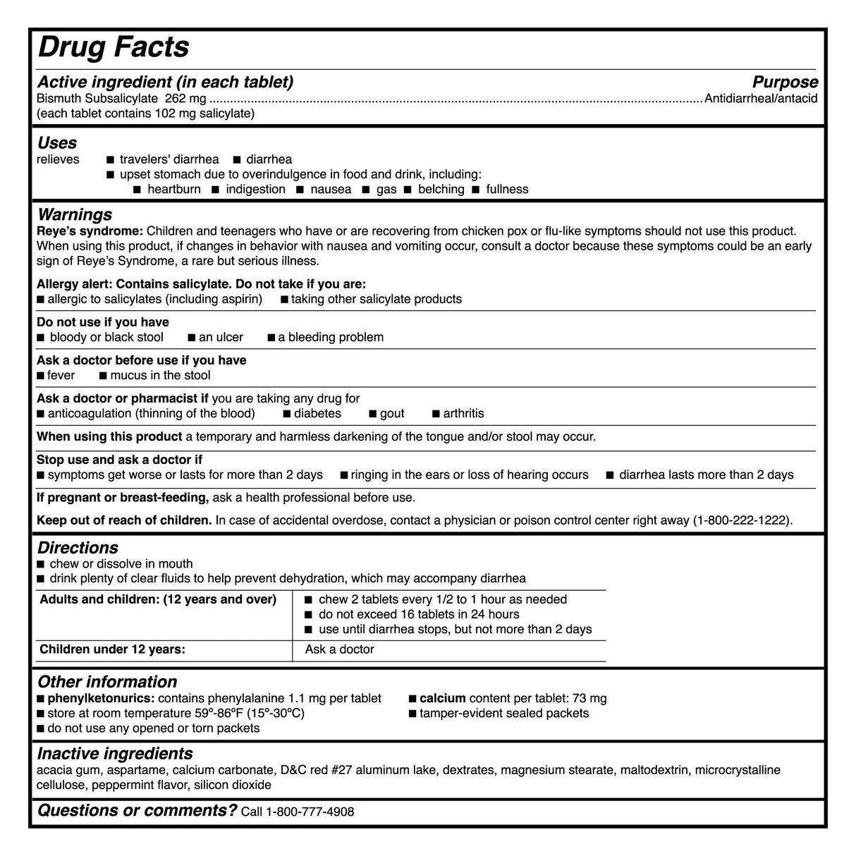 Anti-Diarrheal McKesson Brand 262 mg Strength Tablet 100 per Box - BeHope