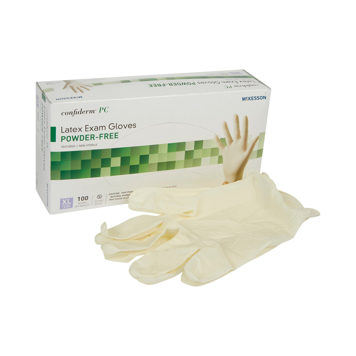 Exam Glove McKesson Confiderm® X-Large NonSterile Latex Standard Cuff Length Fully Textured Ivory Not Rated - BeHope