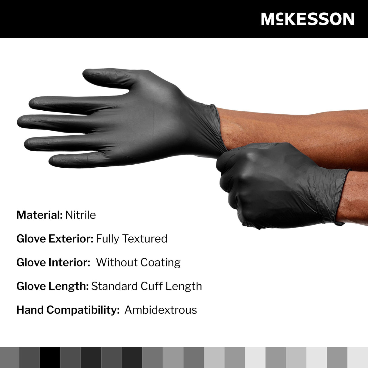 Exam Glove McKesson Confiderm® LDC Medium NonSterile Nitrile Standard Cuff Length Fully Textured Black Chemo Tested / Fentanyl Tested - BeHope