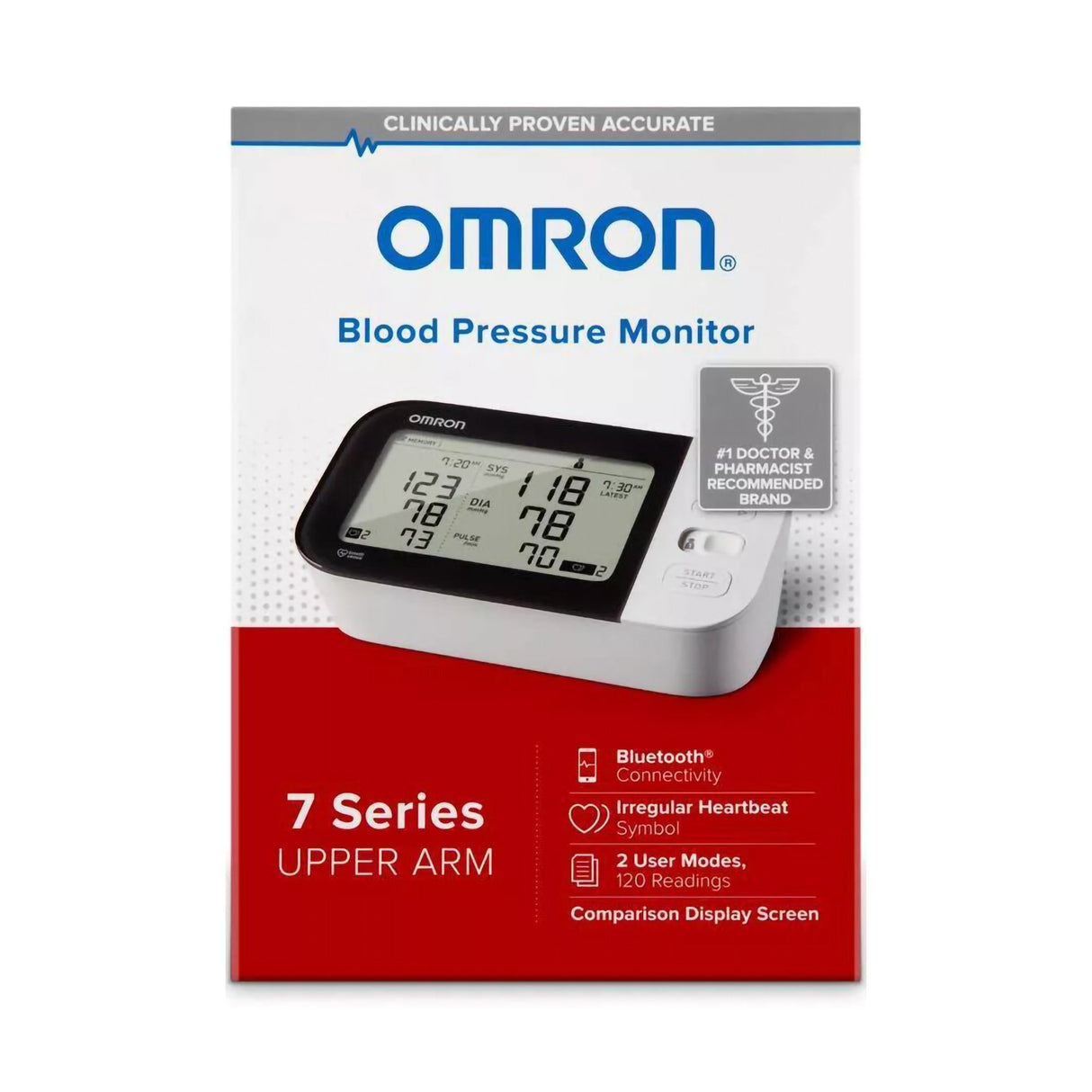 Home Automatic Digital Blood Pressure Monitor Omron®7 Series™ Wide Range Nylon Cuff 23 - 43 cm Desk Model - BeHope