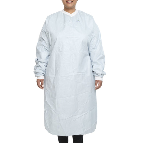Surgical Gown with Towel Aero Chrome 2X-Large Silver Sterile AAMI Level 4 Disposable - BeHope
