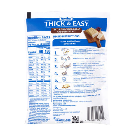 Food and Beverage Thickener Thick & Easy® Texture Modified Bread & Dessert Mix 10.6 oz. Pouch Bread / Dessert Flavor Powder IDDSI Level 4 Extremely Thick/Pureed - BeHope