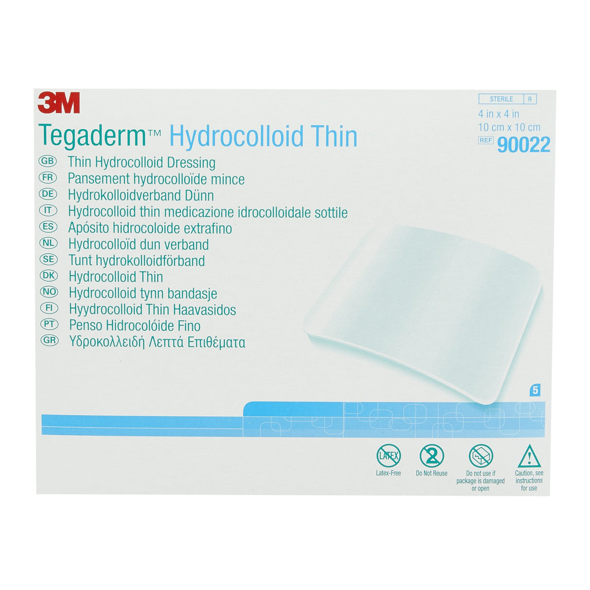 Thin Hydrocolloid Dressing 3M™ Tegaderm™ Thin Water Resistant Film 4 X 4 Inch Square Hydrocolloid / Film - BeHope