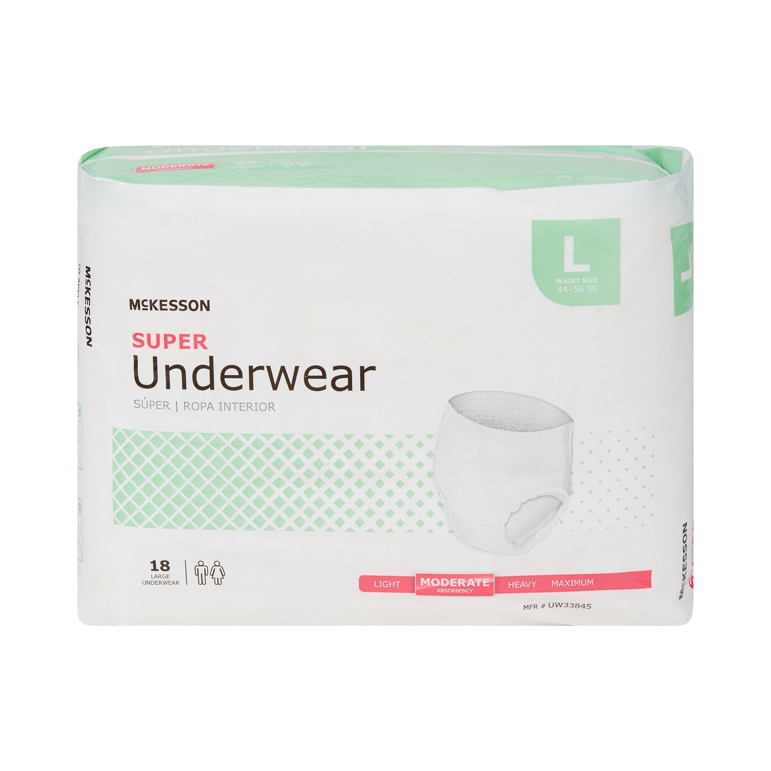 Unisex Adult Absorbent Underwear McKesson Pull On with Tear Away Seams Large Disposable Moderate Absorbency - BeHope
