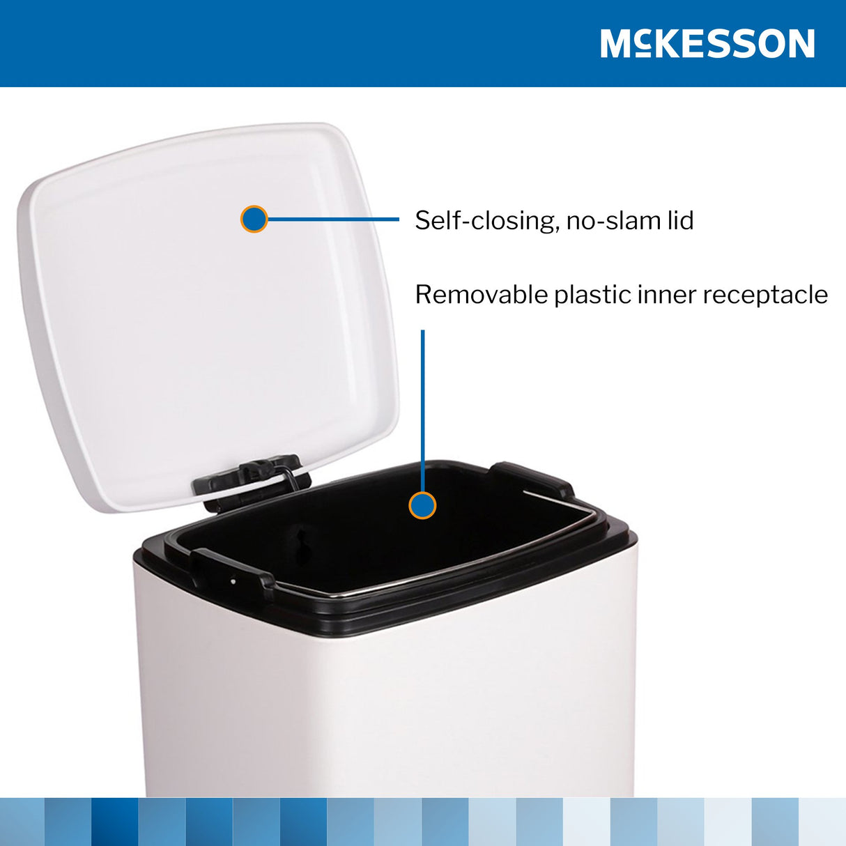 Trash Can McKesson 32 Quart / 8 gal. White Metal Square - BeHope